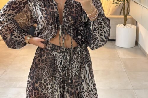 חליפת שיפון מנומרת